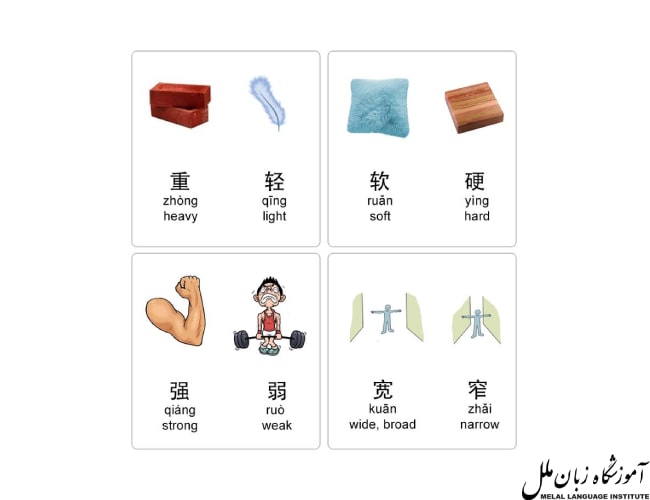 صفات متضاد در زبان چینی